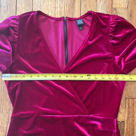 Wild Fable Hot Pink velvet Faux Wrap Mini Dress - Picture 4 of 13